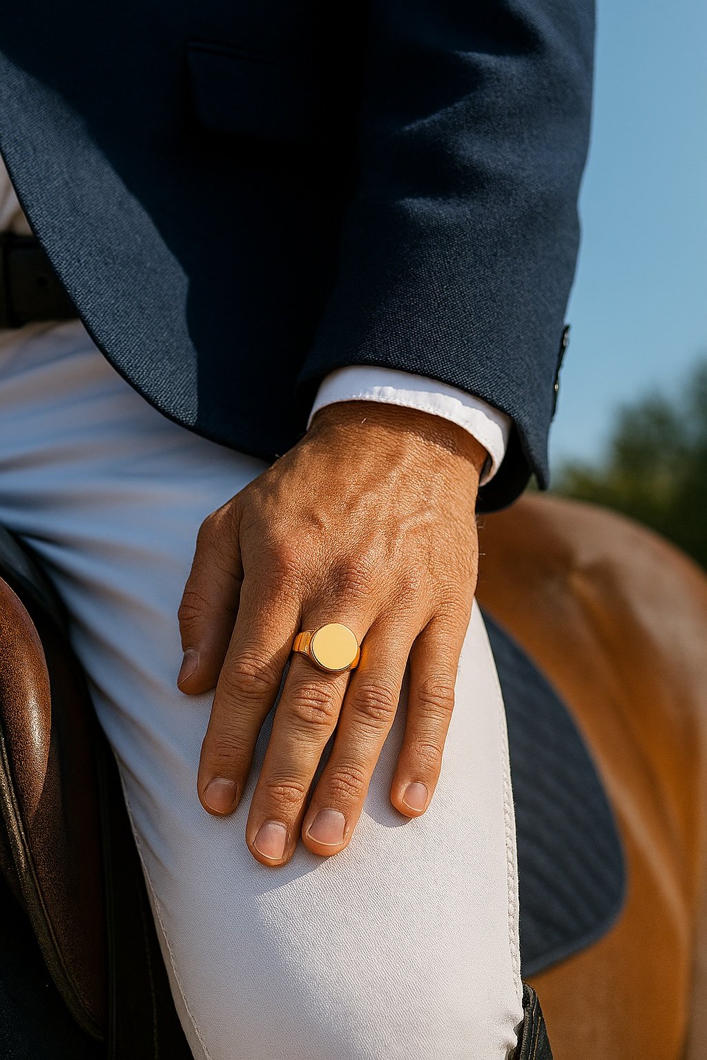 Unisex stainless steel signet ring with polished mirror finish